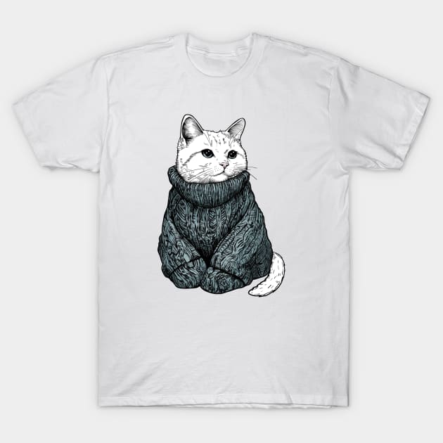 The Sweater Model Cat T-Shirt by KilkennyCat Art